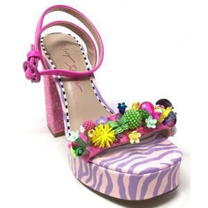 Betsey Johnson Jorden Women's Size 6 Pink Glitter Multi-Color Platform Heels